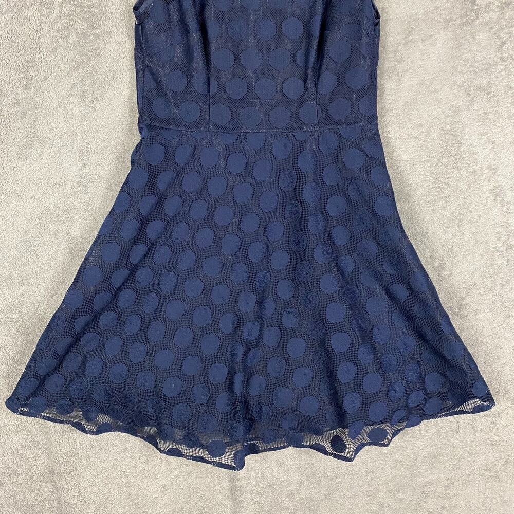 Betsey Johnson Mini Dress Womens Navy Blue Lace Polka Dot Lined